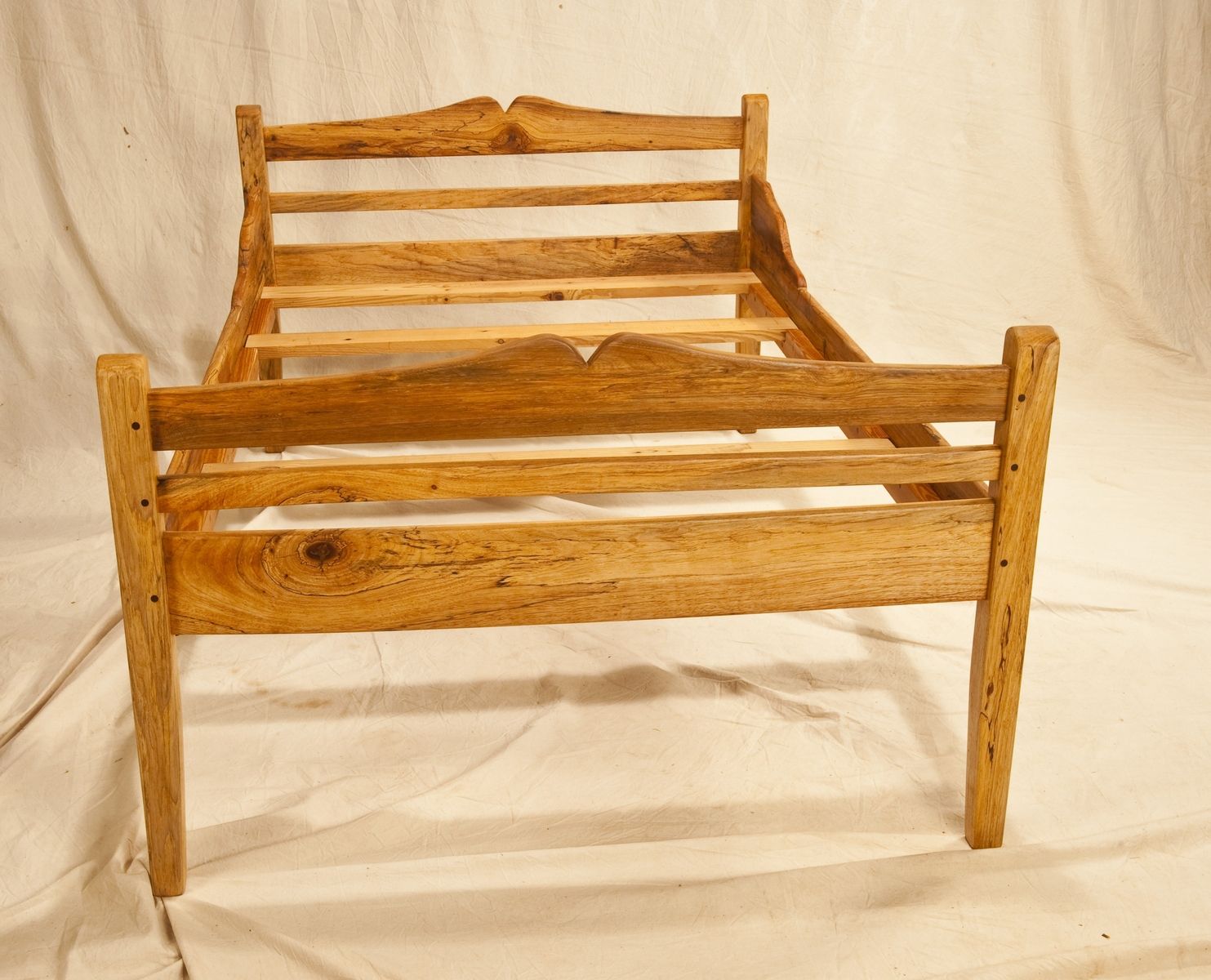 Custom Made Hickory Primitive Country Style Bed by Michael S.Moss