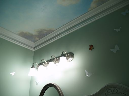 Custom Made Blue Sky Mural On Canvas For Powder Room Ceiling By Visionary Mural Co.