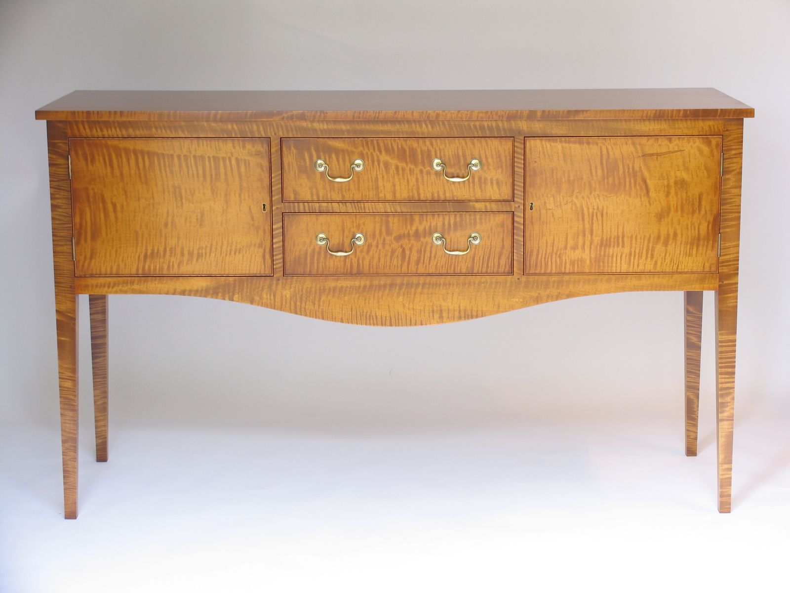 Hand Crafted Tiger Maple Sideboard by E. Jacobsen Furniture Maker, Llc