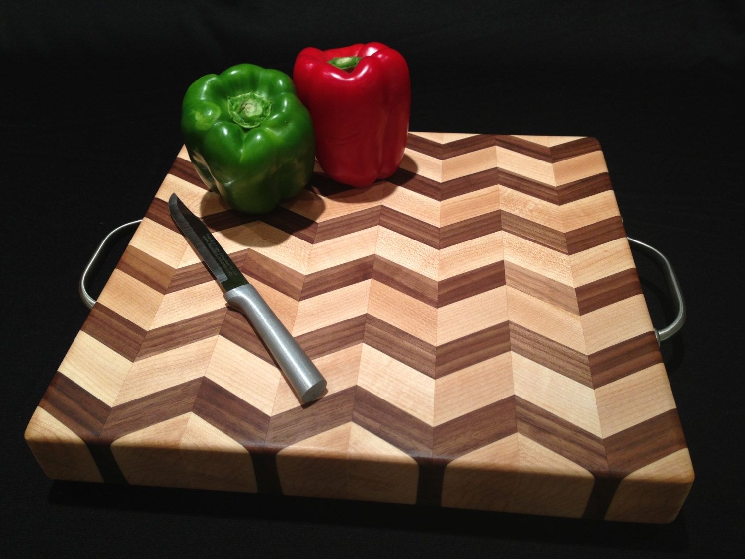 Hand Crafted Chevron Pattern Black Walnut And Hard Maple Cutting Board