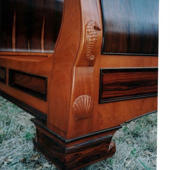 Custom Made Rosewood & Mahogany Sleigh Bed by Louis Fry Craftsman In
