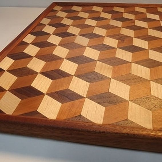 Handmade 3d Tumbling Block Wall Art   Edge Grain Cutting Board By 