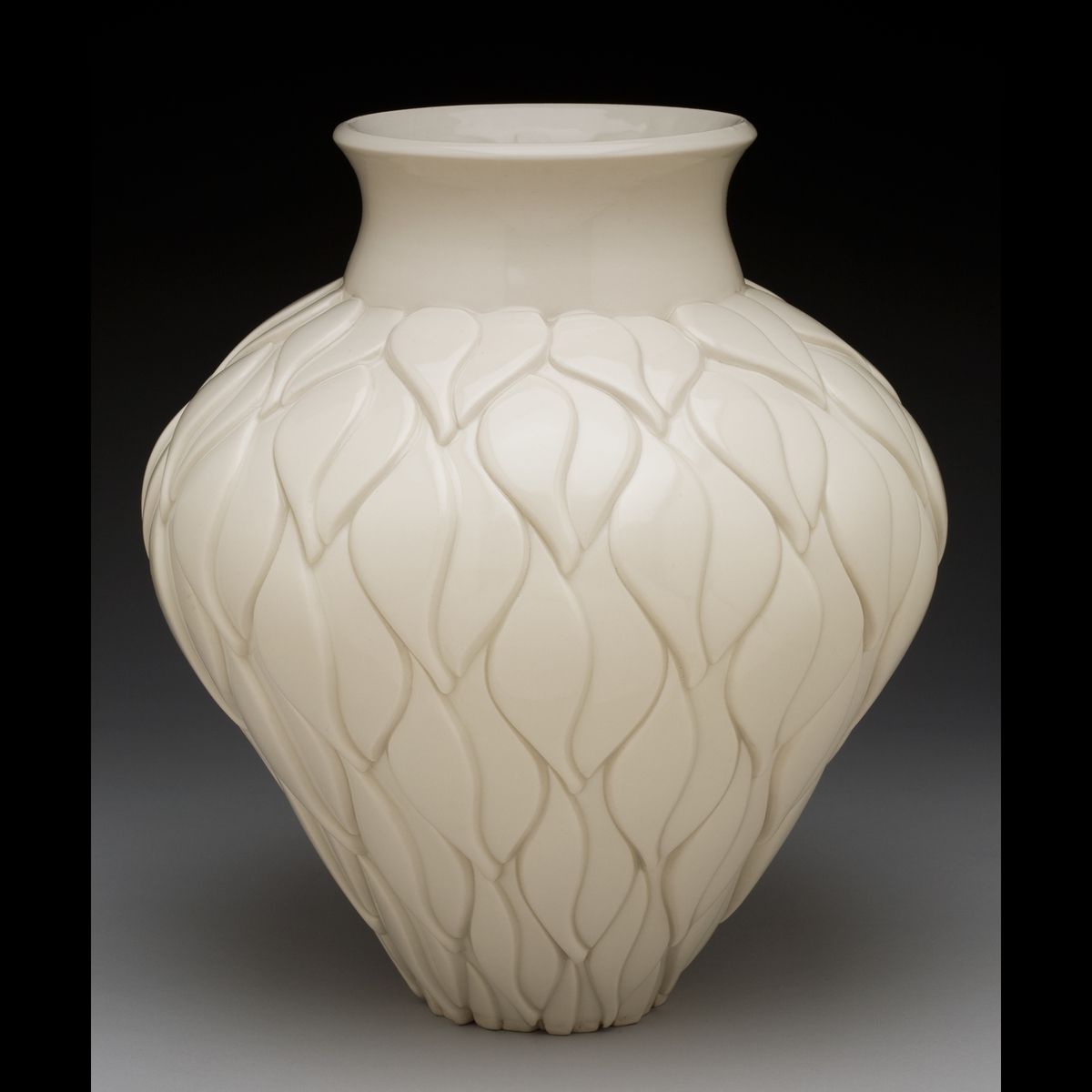 Leaf Motif Vase, Porcelain, Ceramic Vase