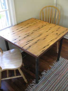 Custom Made Reclaimed Pine Breakfast Table With Walnut Border