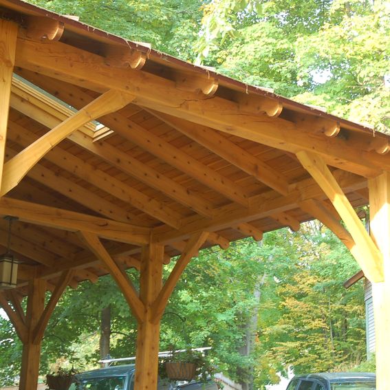 Handmade Tamarack Post And Beam Carport/Entry by Louchheim Design