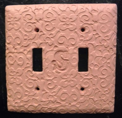 Custom Made Victorian Wall Switch Plate ,Customed By Initial ,Hand Carve On Ceramic,Handmade ,