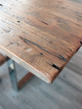 Custom Made Modern Reclaimed Wood Table And Benches