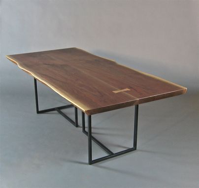 Custom Made Live Edge Dining Table.  Book-Matched Walnut Slabs.