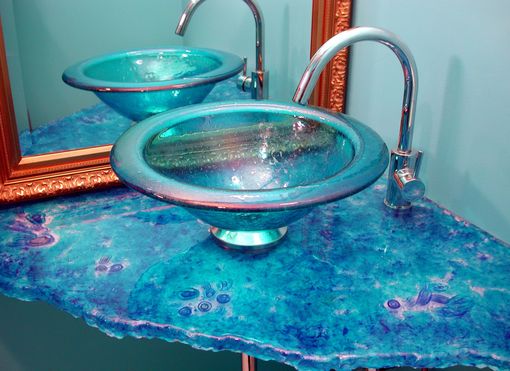 Custom Made Jamaica Blue Sink And Cast Cane Counter