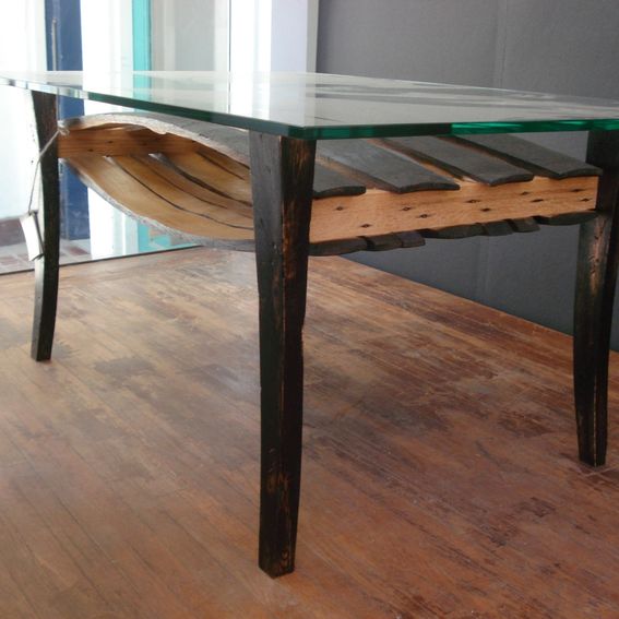 Custom Salvaged Wine Barrel Stave Table by M.SAW/ Shober Construction