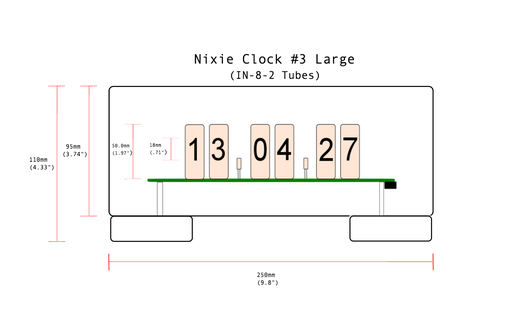 Custom Made Glass Nixie Clock In-8-2 Model