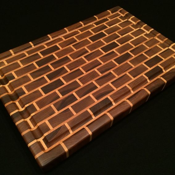 Hand Made Signature Black Brick Design End Grain Cutting Board By Magnolia Place Woodworks 