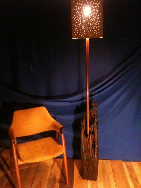 Custom Made Floor Lamp Of Reclaimed Timber Driftwood.