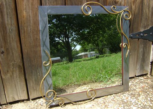 Custom Made Wall Mirror With Hand-Forged Scrolls 24"X24"
