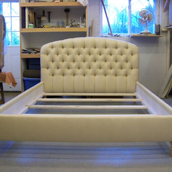 Hand Crafted Queen Size Tufted Upholstered Headboard, Footboard And
