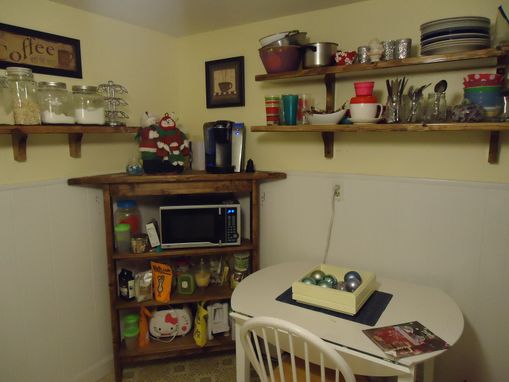Custom Made Rustic Kitchen Corner Shelf And Microwave Stand