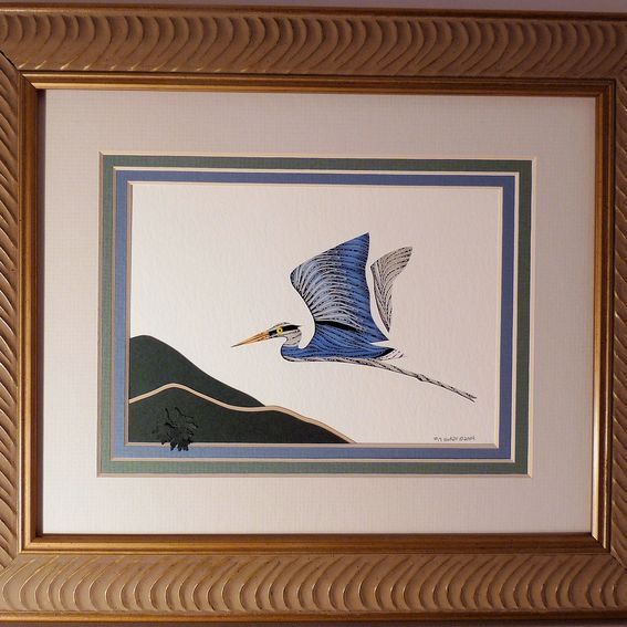 Buy Custom Made Blue Herons Quilled Framed Wall Art New Hampshire Herons, made to order from