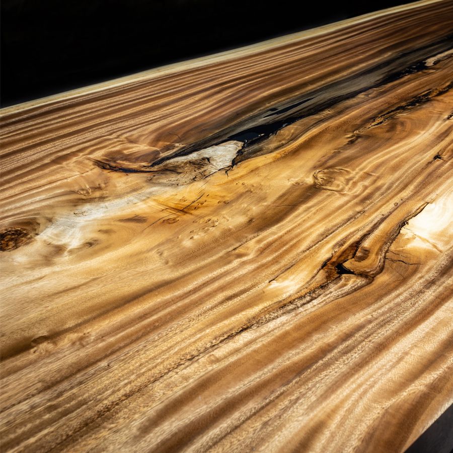 Hand Made Single Slab Golden Acacia Exotic Live Edge Live Edge