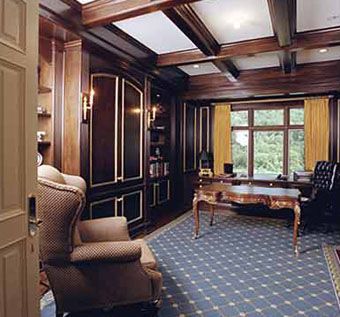 Custom Made Office - Library Cabinets Paneling And Coffered Ceiling
