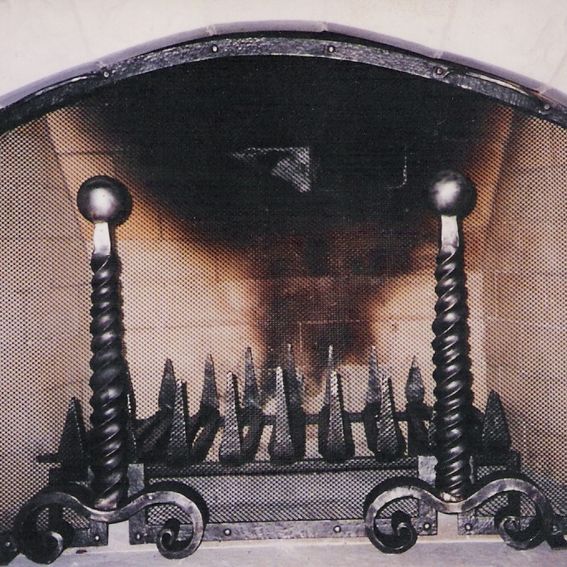 Hand Crafted Fireplace Andiron, Log Rack And Screen by Prairie