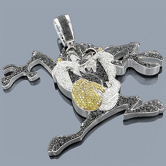 Hand Crafted Custom Diamond Pendant: Taz Tasmanian Devil ...