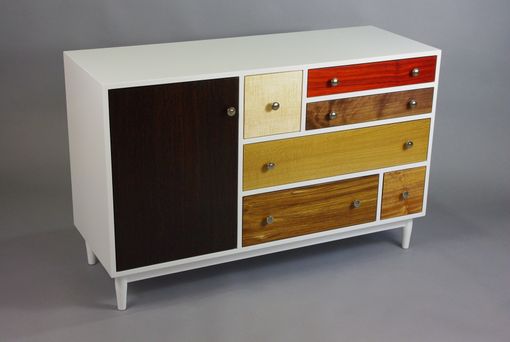 Custom Made White Maple Dresser With Exotic Door And Drawer Fronts