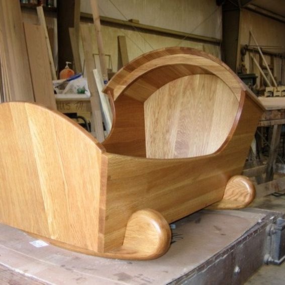 Handmade White Oak Baby Crib by Rocky Mountain Brush Company