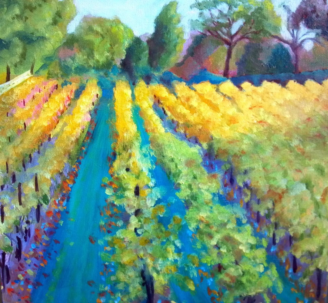 Hand Crafted Oil Painting/ Local Vineyard Painting by Jennifer Cabaud