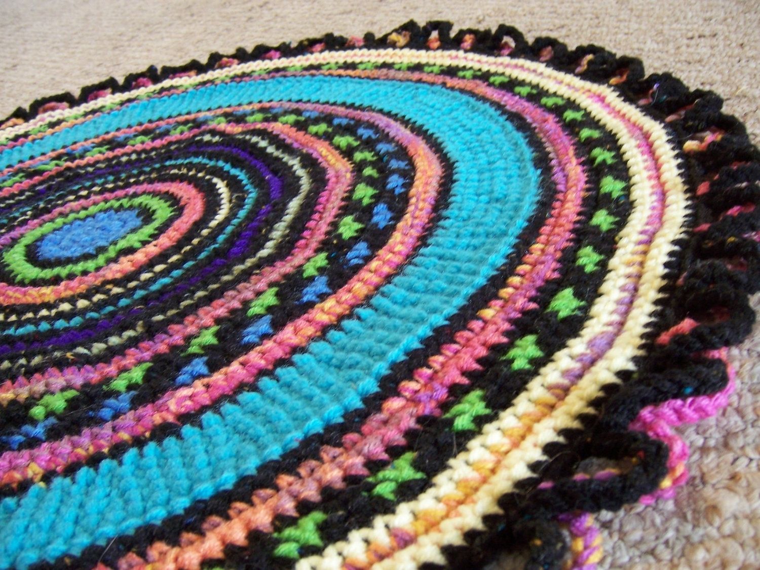 Custom Crochet Rug Reversible Round Yarn Crochet by Margaret B Rugs