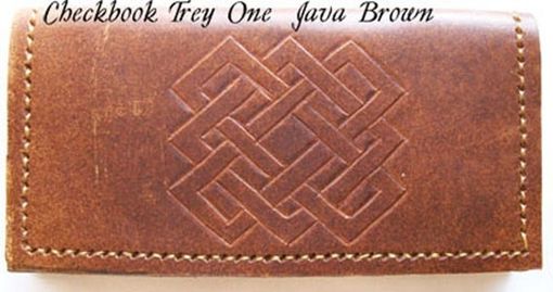 Custom Made Custom Leather Checkbook Cover With Trey One Design In Java Brown