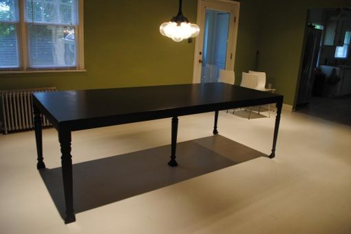 Custom Made Custom Contemporary Satin Black Dining Table
