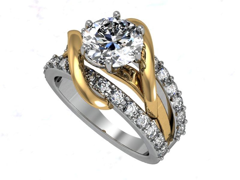Custom TwoTone Engagement Ring by 3D Waxes Inc.