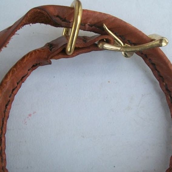 Buy a Hand Made Custom Leather Rolled Dog Collar, made to order from