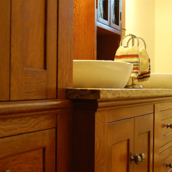 Hand Made Custom Quartersawn Oak Bathroom by Golden Rule Designs