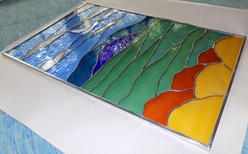 Custom Made Ocean And Seagull Stained Glass Window
