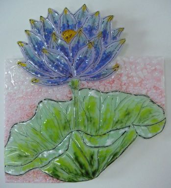 Custom Made Blue Lily - Glass Fusing Artwork