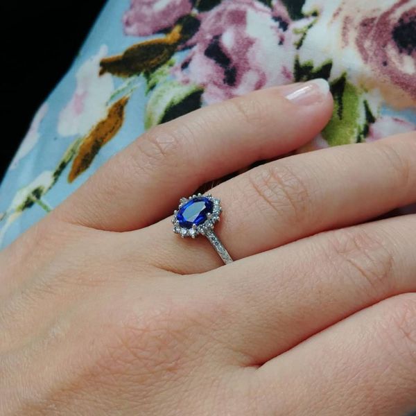 Inspired by Kate Middleton's hugely popular ring, we designed this sapphire ring for a customer with tweaks to make it her own.