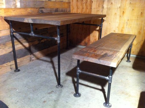 Custom Made Industrial Cast Iron Pipe Douglas Fir Dining Table by J&S