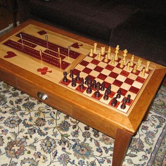 Custom Made Coffee/Game Table With Reversible Top by Richcraft