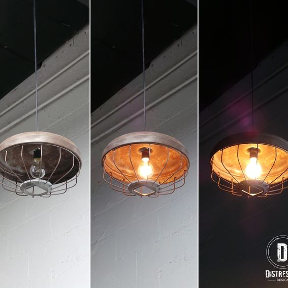 Hand Crafted Repurposed Chicken Feeder Pendant Light by Distressed