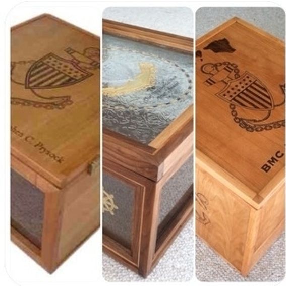 Hand Crafted Custom Made Military Hat Boxes by Wood Designs by Glenn G