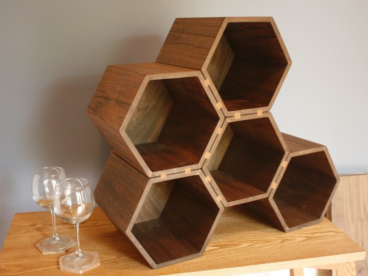 Custom Big Drona Hexagonal Wine Rack, 35Bottle Capacity by Steric Design