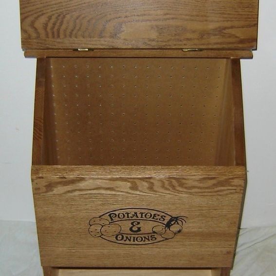 Custom Made New Solid Oak Wood Kitchen Potatoes And Onions Bin by Floyd