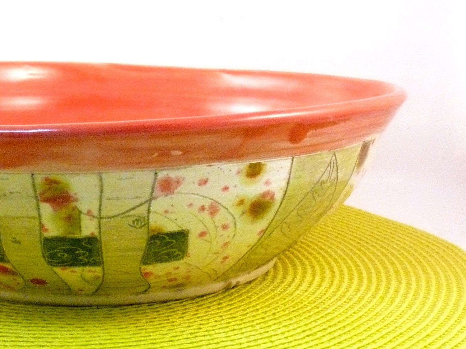 Custom Big Red Pasta Bowl Ceramic Serving Bowl Kitchen Bowl by Blue