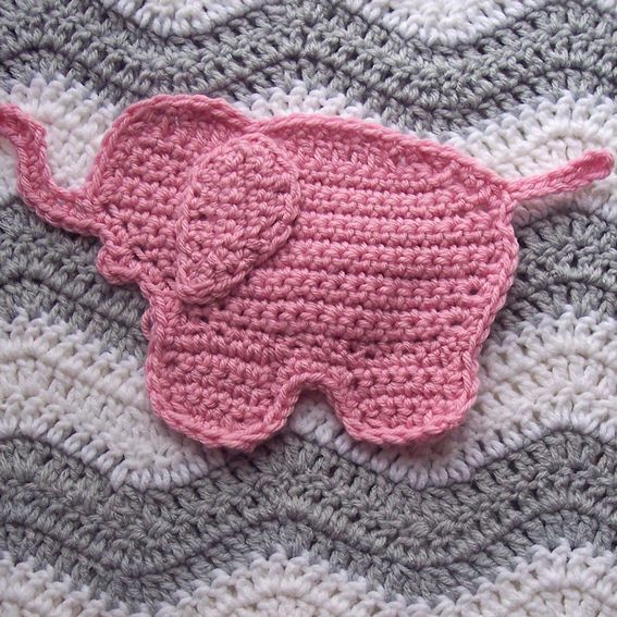 Handmade Gray Chevron Elephant Baby Blanket by Puddintoes