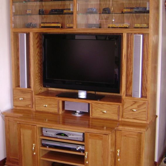 Custom Oak Entertainment Center by Steve's Custom Woodworking
