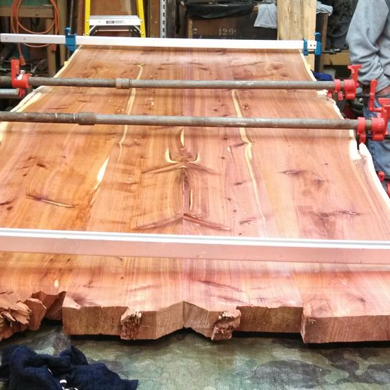 Hand Made Live Edge Cedar Dining Table And Benches by 