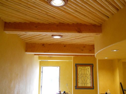 Custom Made Beam And Latilla Ceiling With Cherry Light Trims