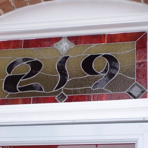 Handmade Stained Glass Window Panel / Transom Bold House Number by
