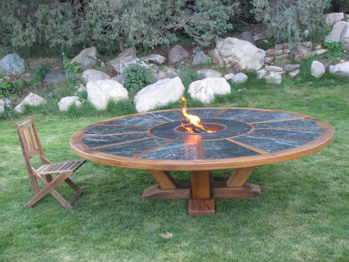 Hand Made 9' Round Table With Fire Pit In The Middle by Coalcreek Wood